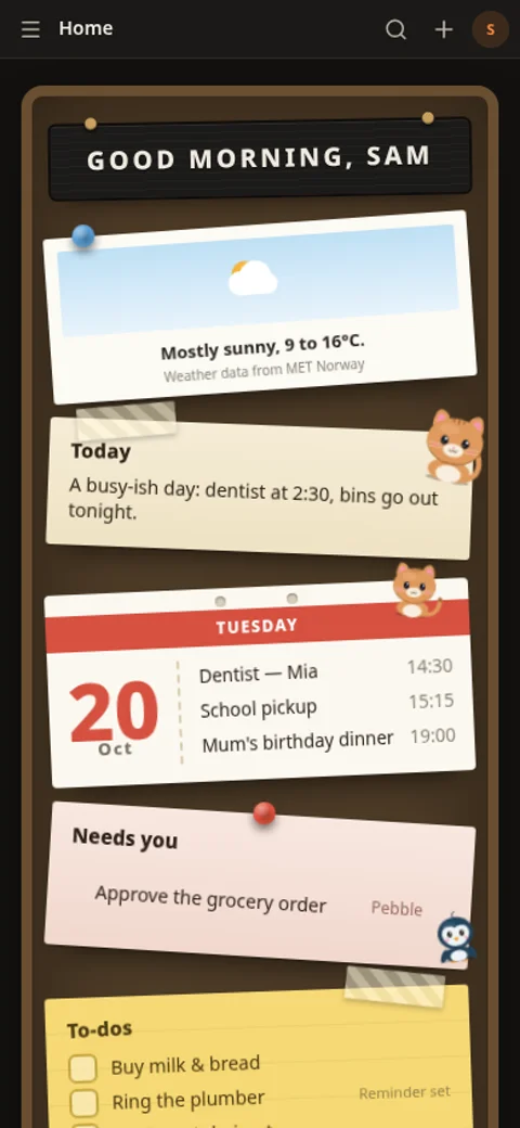 The Today board in Critto’s phone browser app